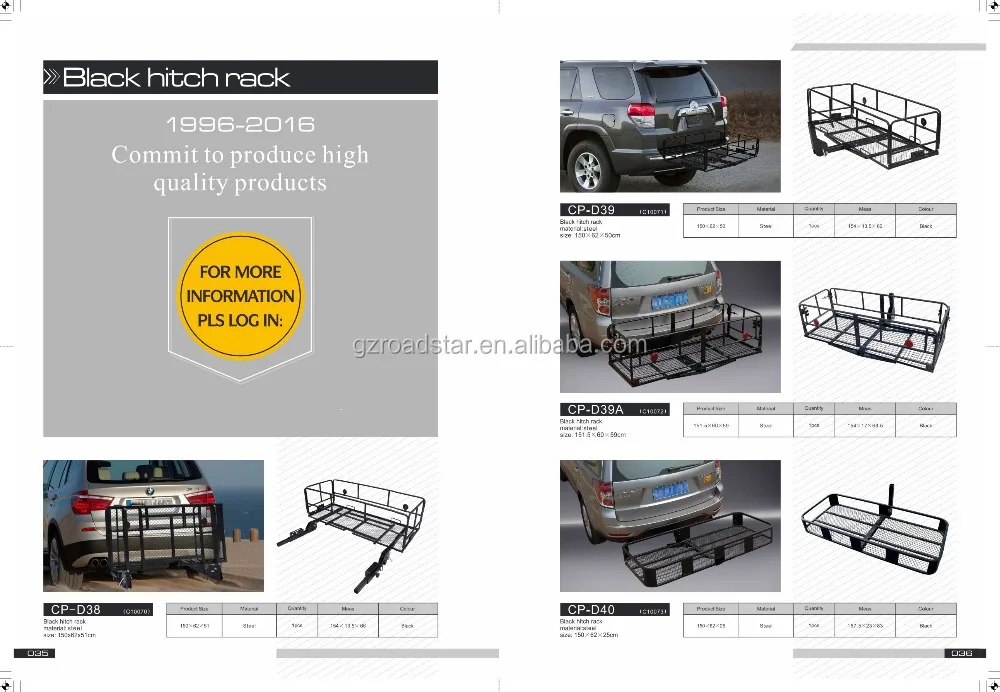 New Design Iron Folding Rear Black Hitch Mounted Cargo Carrier Luggage Rack for Sale
