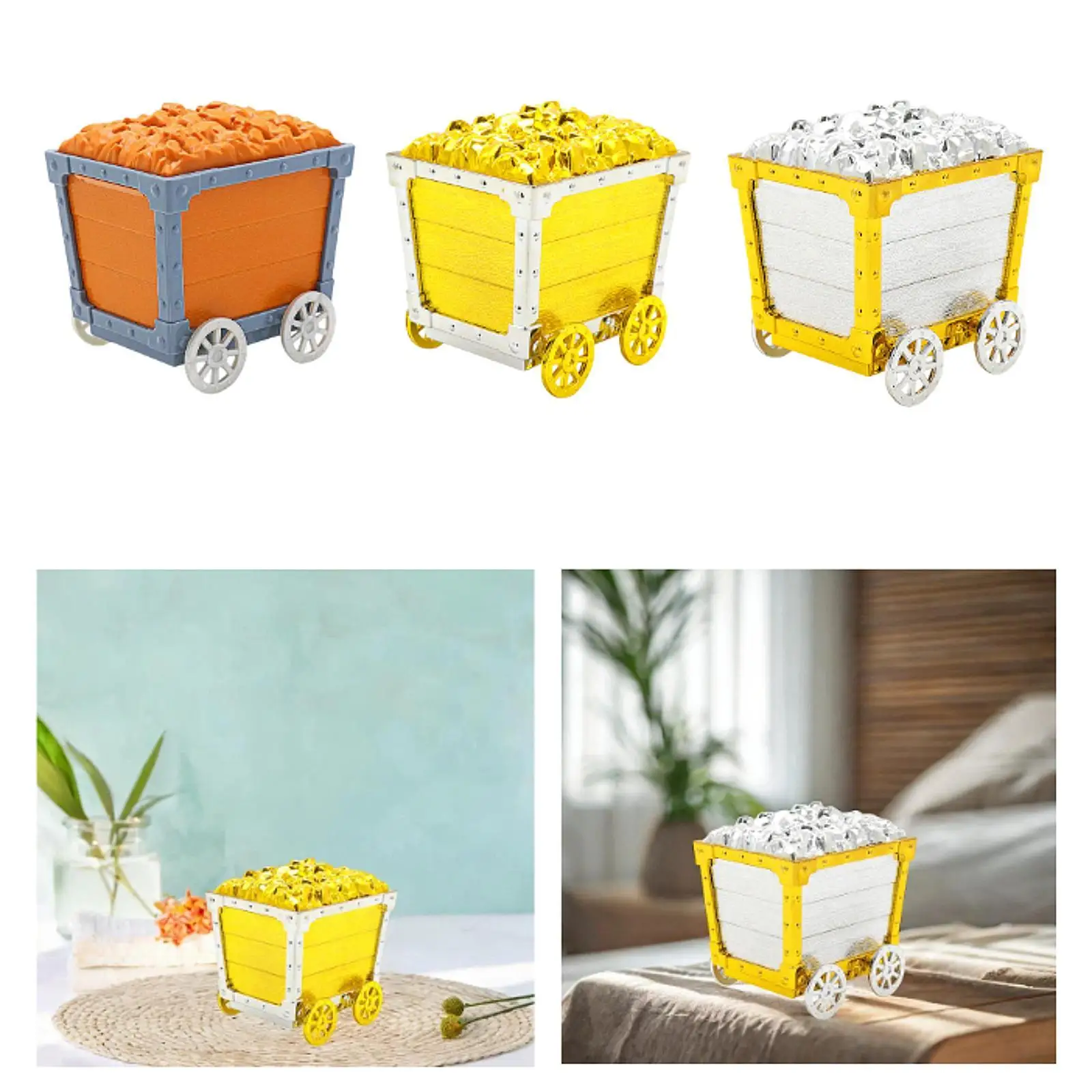 

Mine Cart Ornament Photo Props Collectible, Home Decoration, Birthday Gift, Party Supplies Mine Cart Toy for Bedroom