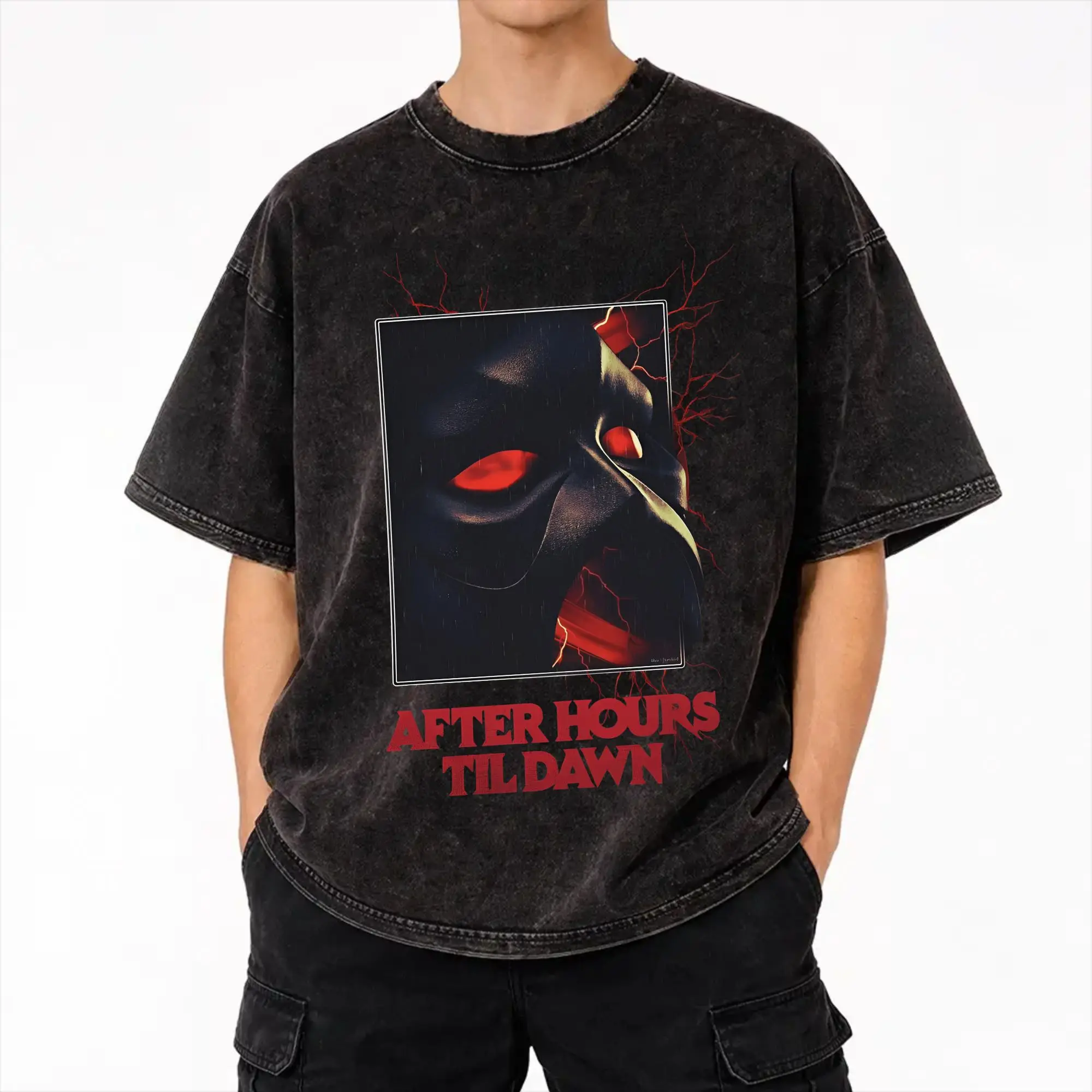 Harajuku Washed Shirt After Hours Til Dawn 2026 xo the weeknds Merch Vintage T Shirt High Street  Streetwear Short Sleeve