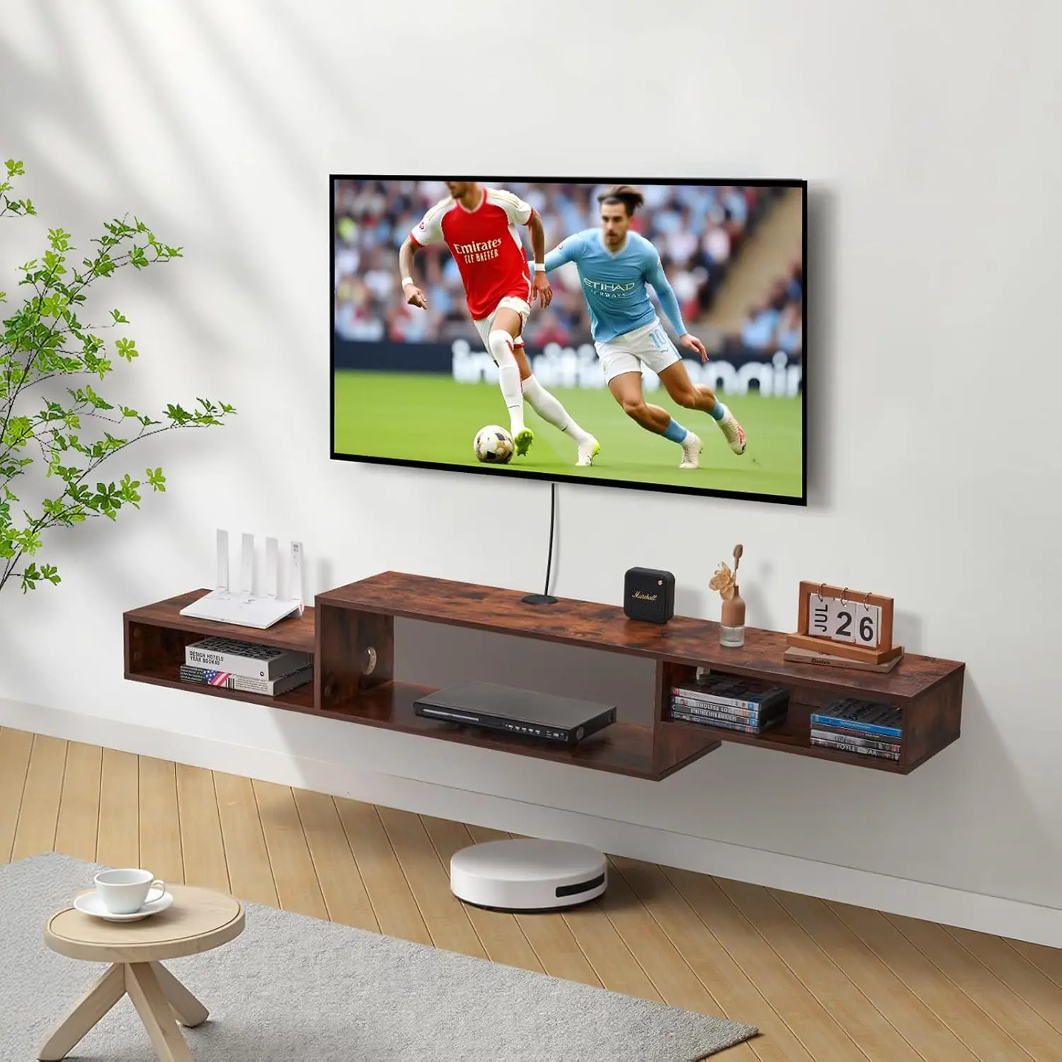 71" Floating TV Stand with Power & USB Outlet, Wall Mounted TV Console Entertainment Center Modern Floating Under TV Shelf with - view 2