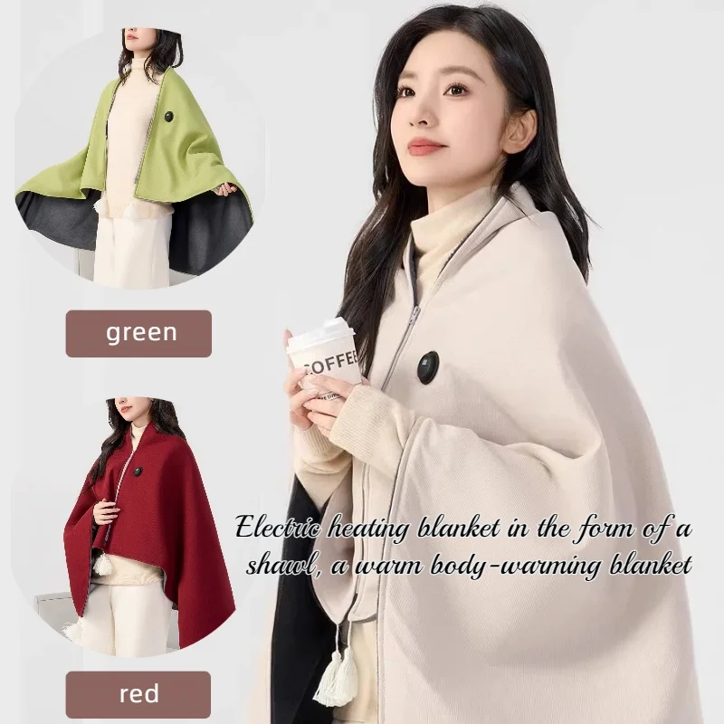 

Wearable Electric Heated Blanket 3-Speed Temperature USB Charging Portable Graphene Heating Shawl for Home Office Outdoor Use