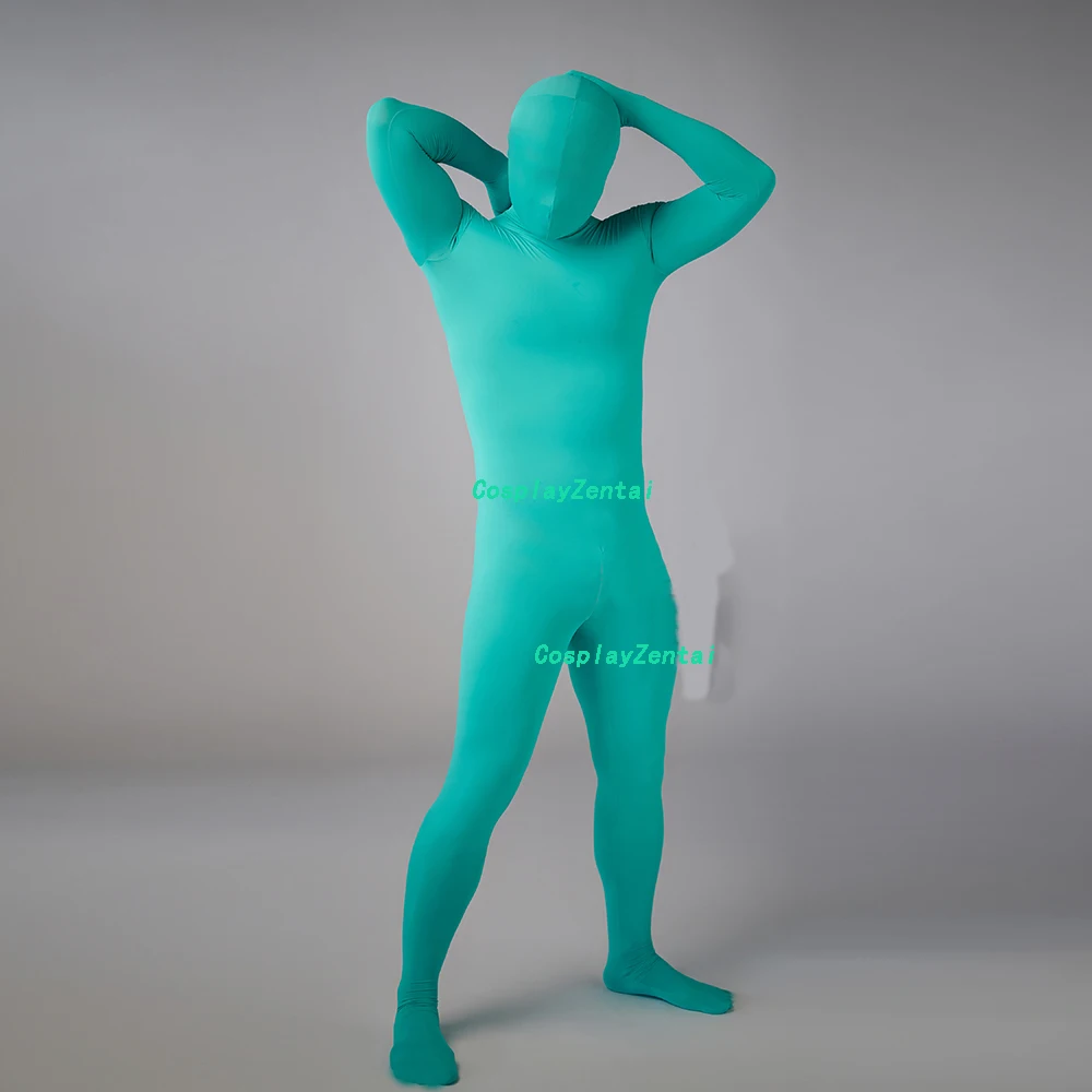 

Matt Smooth Bluish Green High Quality Spandex Zentai Bodysuits Halloween costumes Woman/Men Zentai Suit with Toes