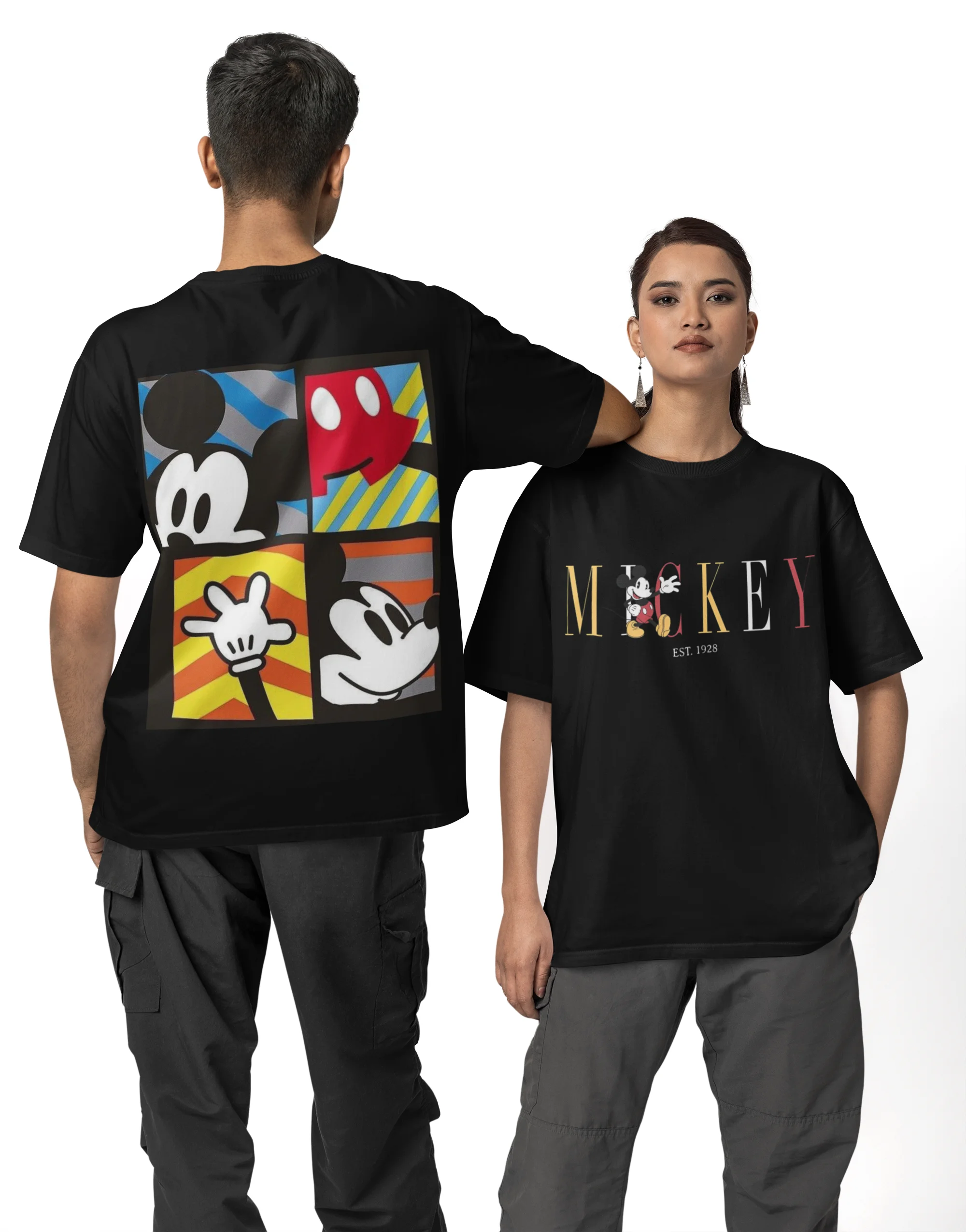 Mickey And Friends Mickey Mouse Est. 1928 T-Shirts Harajuku Summer Tees Y2K Funny Print 100 Cotton Clothing Plus Size 5XL