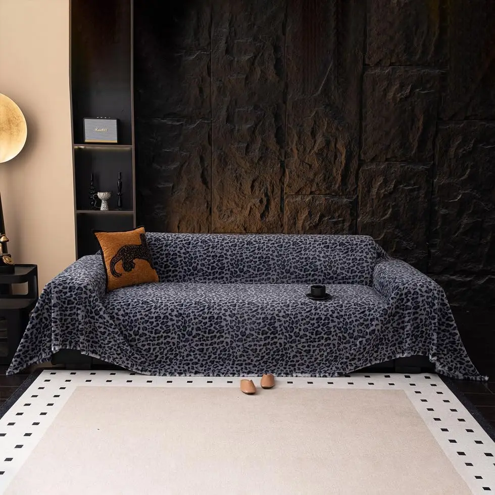 

Leopard Print Decorative Faux Rabbit Fur Couch Cover Soft Thi Throw Blanket For Couch Sofa, Warm Fluffy Blanket For Winter,