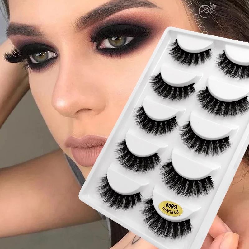 3/5 Pairs 3D Faux Mink Hair Soft Eyelashes Natural Thick Long False Eyelashes Dramatic Fake Lashes Handmade Eyelashes Faux Cils