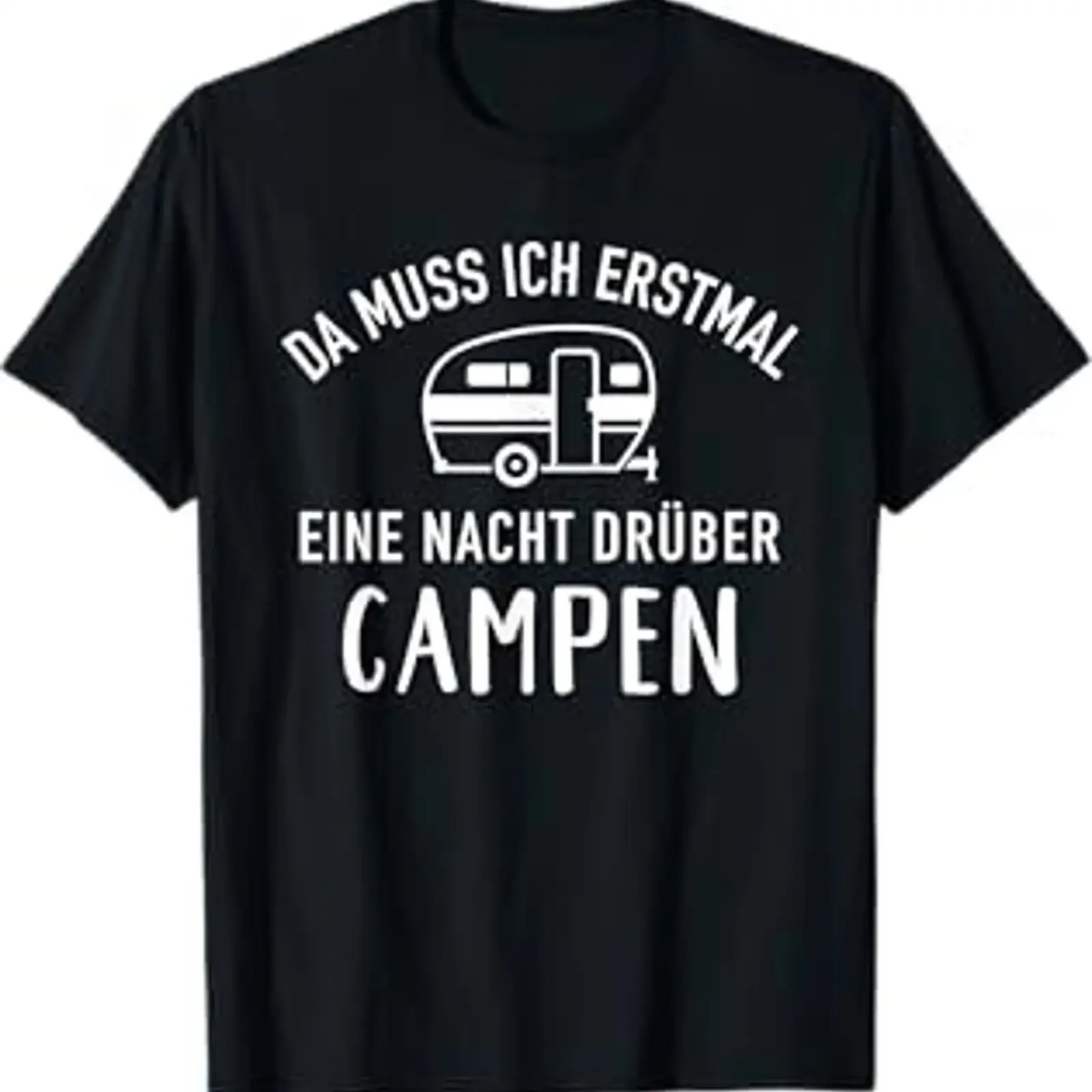 Camping Da muss ich eine Nacht drüber campen Caravan T Shirt vintage Washed Casual designer clothes streetwear fashion Unisex