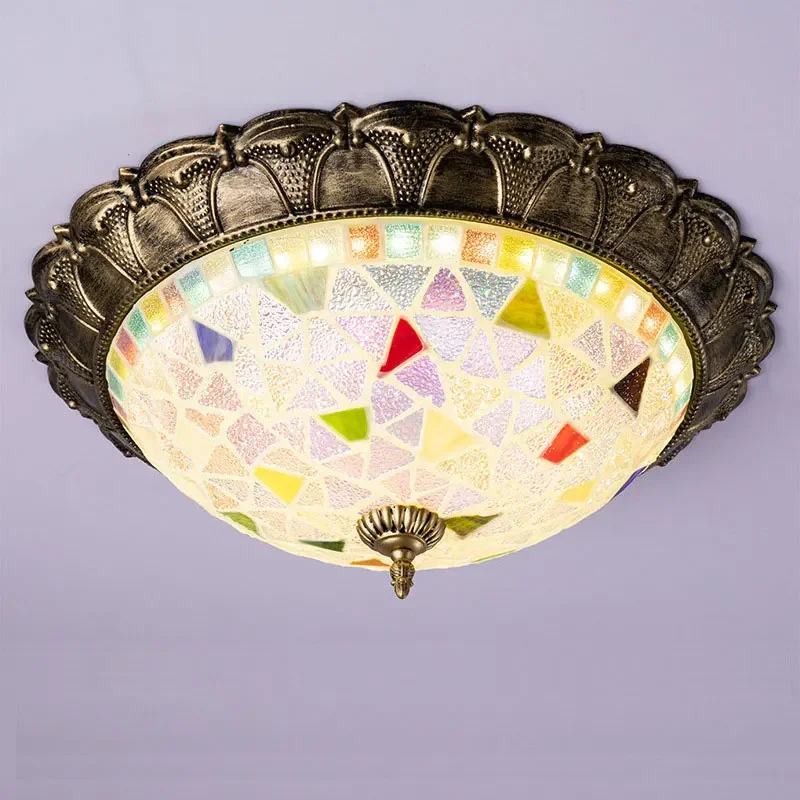 Stained Glass Ceiling Lamps for Living Room Bedroom Light Home Luminaria Decor Chandelier Mediterranean Tiffany Lighting Fixture