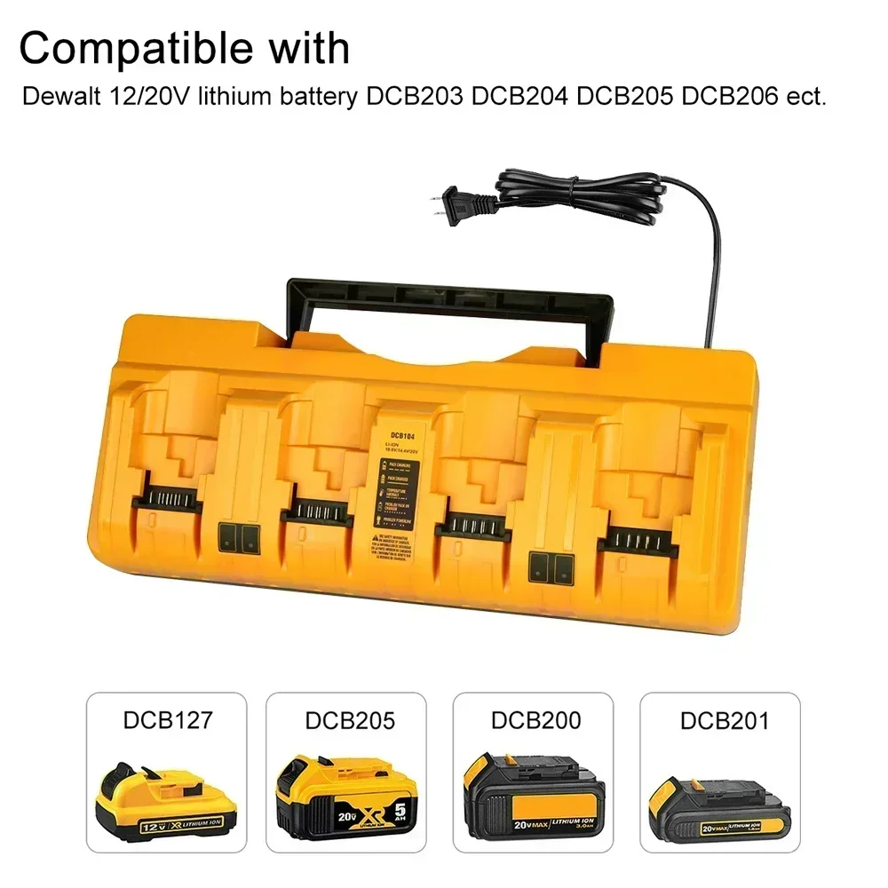 Chargeur rapide simultané multiport, Dewalt Poly, DCB104, 10.8V, 12V, 14.4V, 18V, 20V, d'avant Volt 20V, DCB127, DCB105