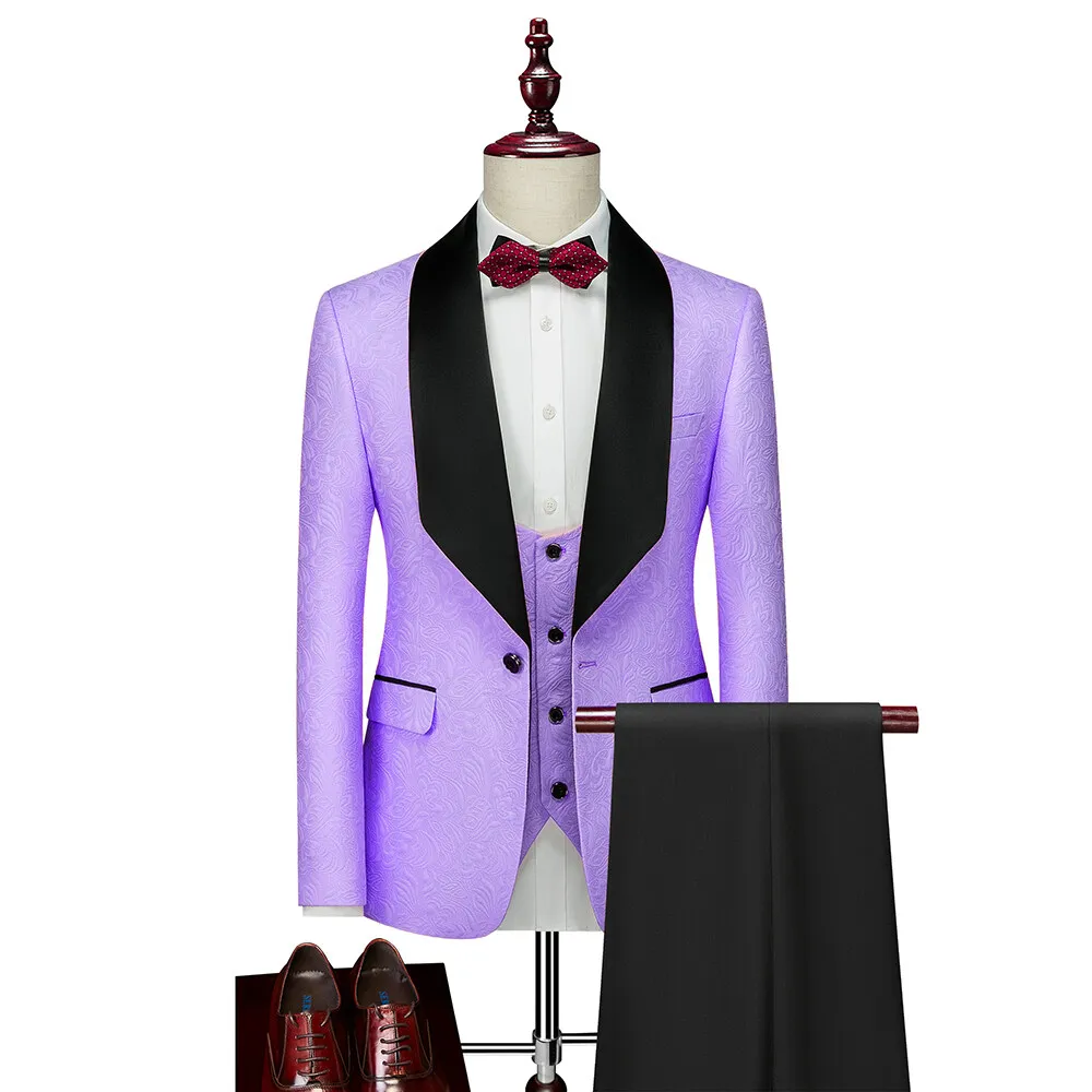 

High-quality men's fashionable, handsome, versatile and trendy banquet suit, evening gown set, men's suit three-piece set