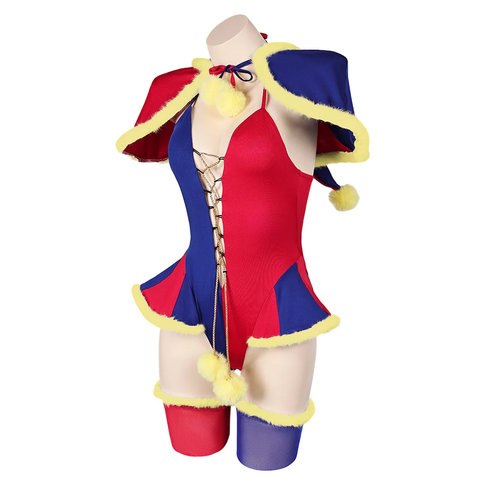 Pomni Cosplay Sexy Fantasy Lingerie Suits Cartoon TV Magical Clown Costume Disguise Adult Women Fantasia Outfit