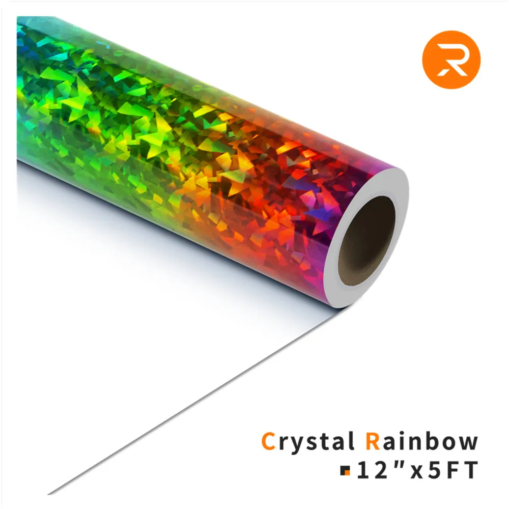 HTVRONT 12X5ft/30x150cm Holographic Metallic Crystal Heat Transfer Vinyl for Cricut DIY T-shirt Craft Iron on HTV Roll Film