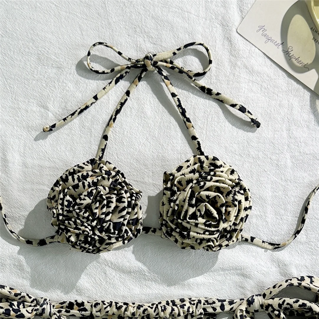 Neuer Leopard 3D-Blumen-Neckholder-Bikini, Damen-Badeanzug, zweiteiliges Bikini-Set, trägerloser Badeanzug, Badebekleidung, Badeanzug, Modell V6967 – Detail 10