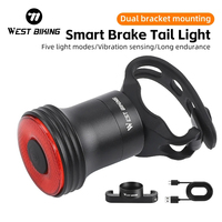 WEST BIKING Bicycle Rear Light 100Lumen 400mAH Smart Sensor Brake Bike Tailight Light Saddle Seatpost USB Warning Cycling Light