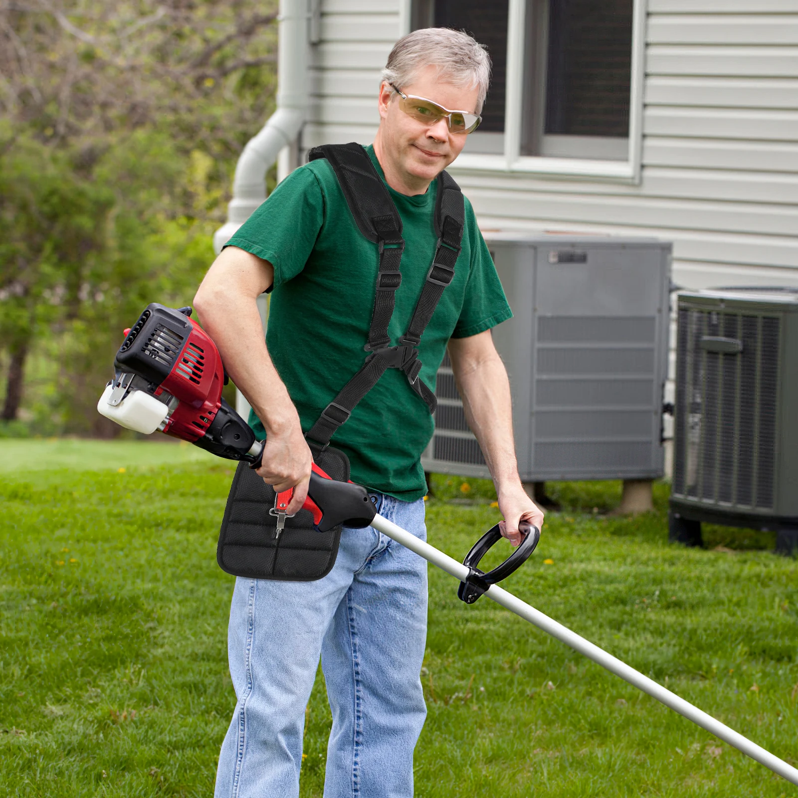 

Durable Pruner Strap with Ergonomic Shoulder Harness for Trimmer Brush Cutter Grass Mower String Whacker Attachment Use