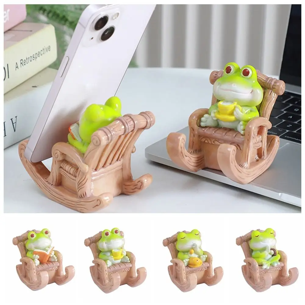 Rocking Chair Frog Creative Phone Holder PVC Doll Desk Decor Frog Phone Stand Support Cute Frog Phone Bracket Phone Accessories