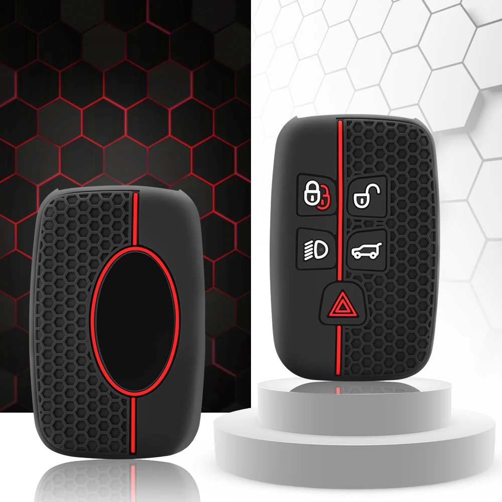 5 Buttons Silicone Car Key Case Cover For Land Rover Range Rover Sport Velar Evoque Freelander2 Discovery Jaguar XF XJ XJL XE