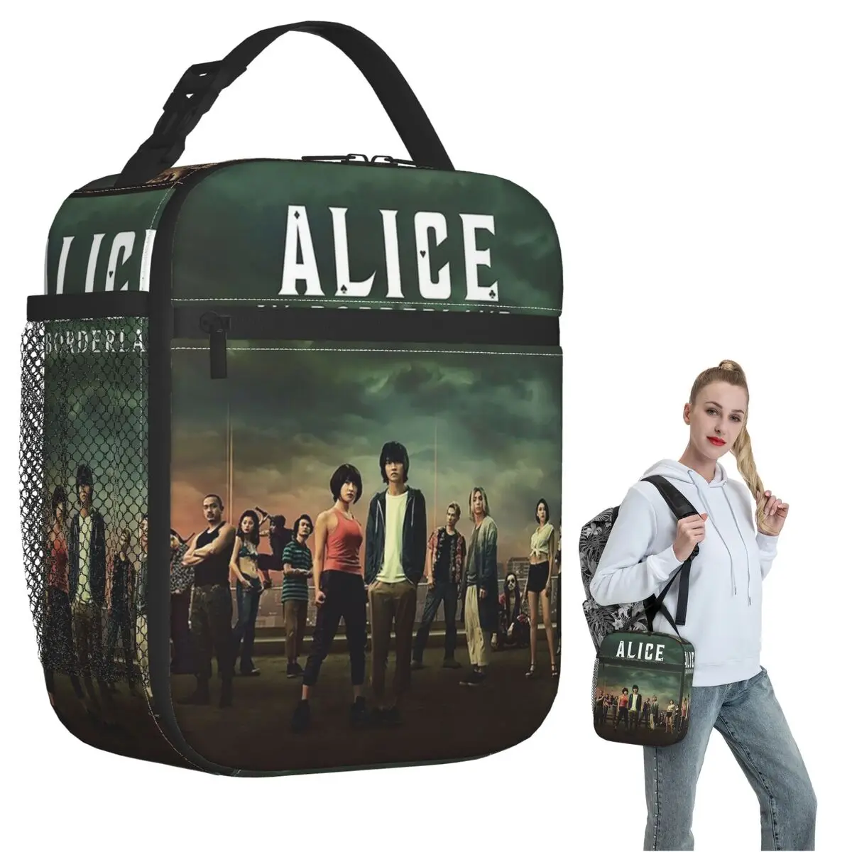 Original Alice In Borderland Insulated Lunch Bag for Women Children Portable Food Boxes Thermal Lunch Box Tote