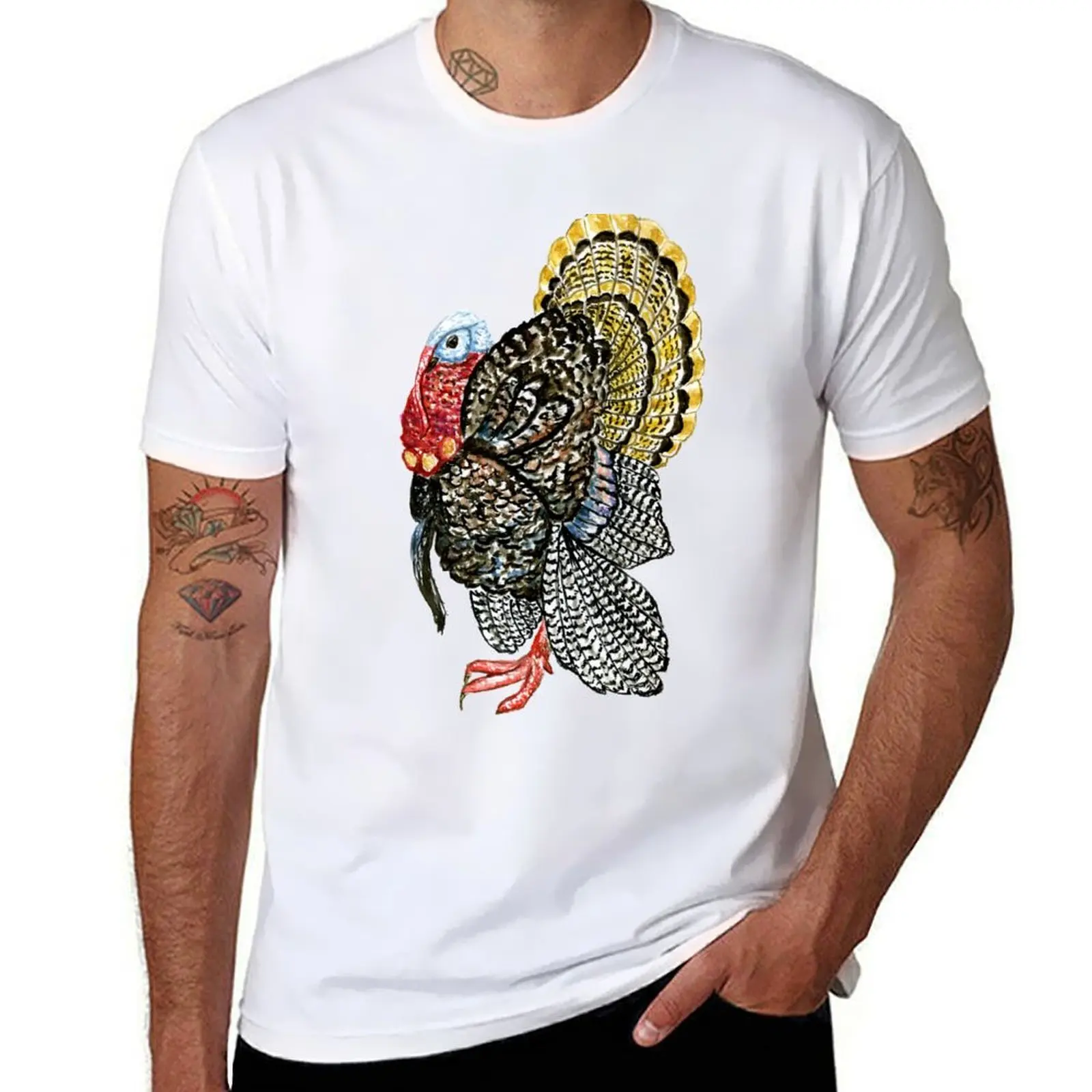

Turkey bird art T-Shirt funny t shirts dark humor cotton t shirts man 100% T-Shirt