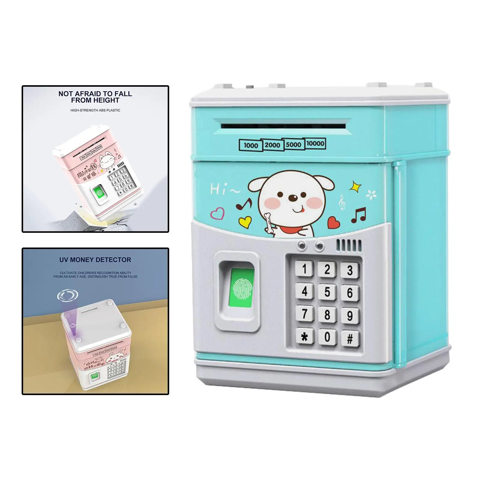 Electronic Piggy Bank ATM Simulated Fingerprint Cash Box Music Automatic Money Roll Atm Password Box MINI ATM Saving Box Gift