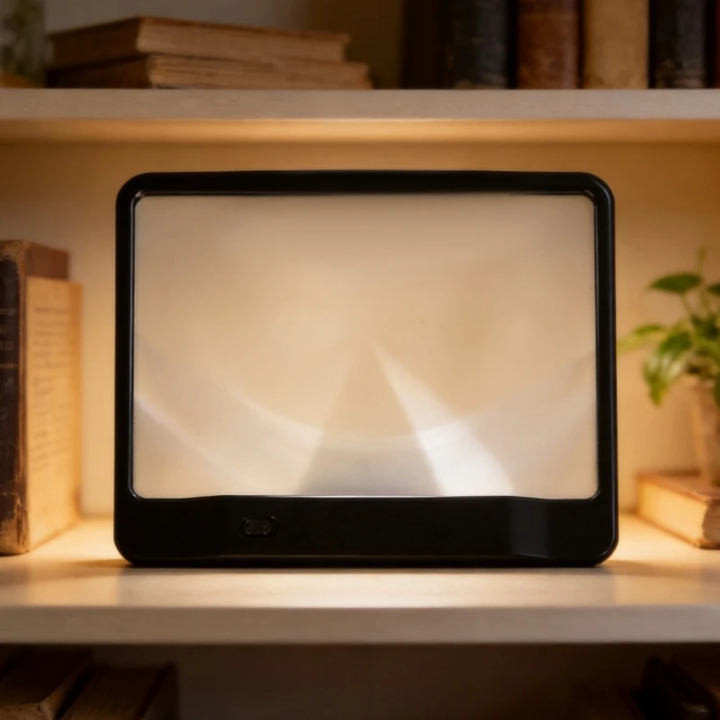 LED Full-Sheet Reading Magnifier with 3X Large Rectangular PVC Viewer and Integrated Lighting, Handheld Aid for Books, M4YD
