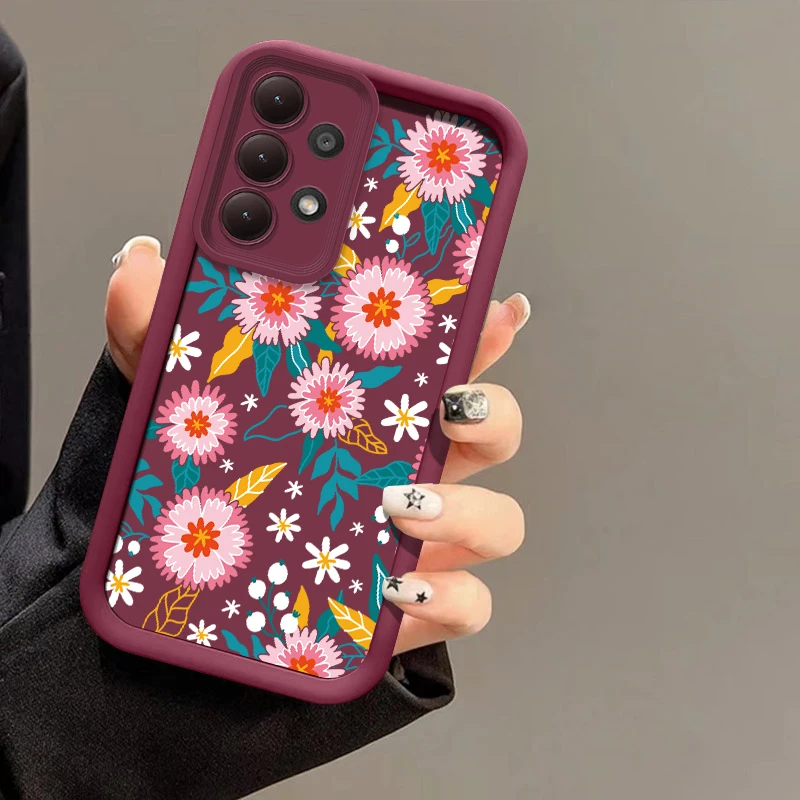 Floral Pattern Phone Case For Samsung Galaxy Note 20 Ultra M23 M22 M16 M15 M13 M54 M51 M34 M31 Lens Protection Shockproof Cover