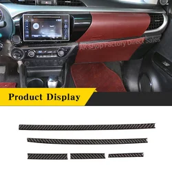 For Toyota Hilux 2015-2021 Real Carbon Fiber Car Central Control Trim Strip Panel Decorative Sticker Car Interior Accessories