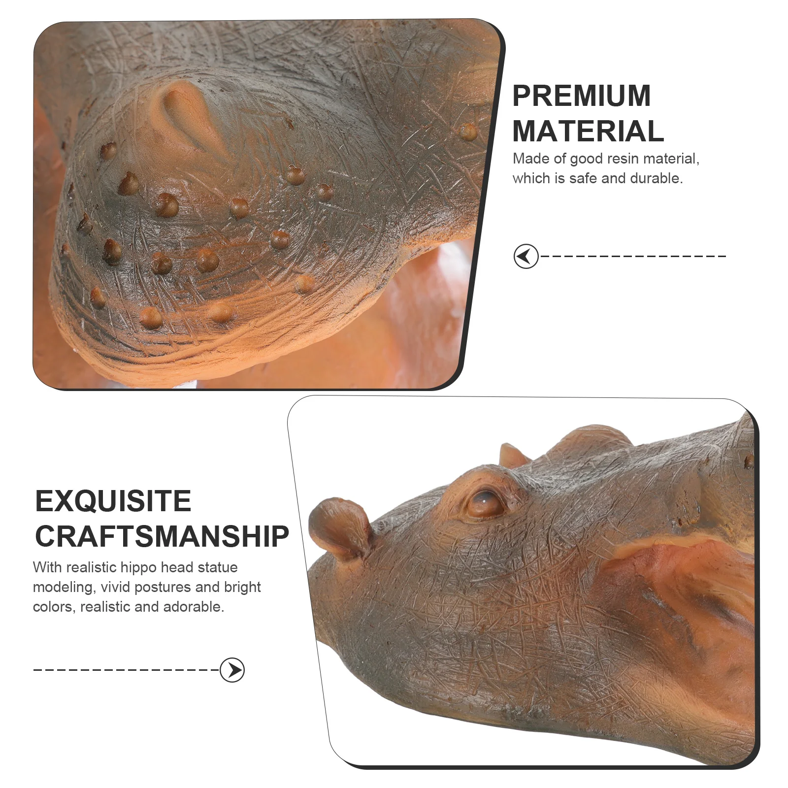 

Resin Floating Hippo Head Statue Garden Pond Decoration Animal Lightweight Water Floating Decor Hippo Head-Shaped