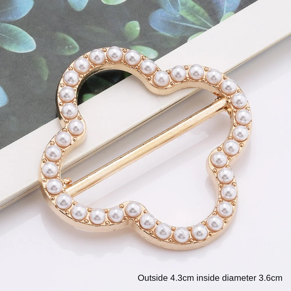 Pearl Scarf Ring Clip Gold Silver Rhinestone Clothing Wrap Holder Round Circle Heart Metal Shirt Clip Buckle for Women Lady