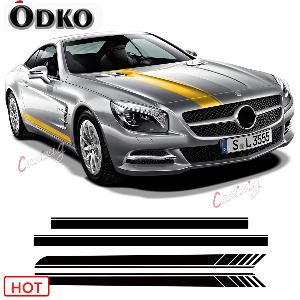 

Edition 1 Styling Stripes Car Door Side Skirt Sticker Bonnet Rear Decal For Mercedes Benz SL Class R230 R231 SL500 SL350 AMG