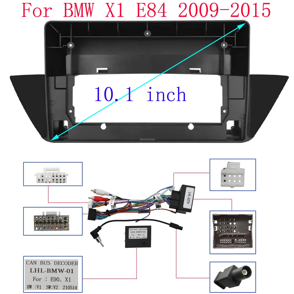 HAOCHEN car Radio Fascias Frame For BMW X1 E84 2009-2015 10inch Stereo Panel Wiring Harness Power Cable Canbus Decoder Mount KIt