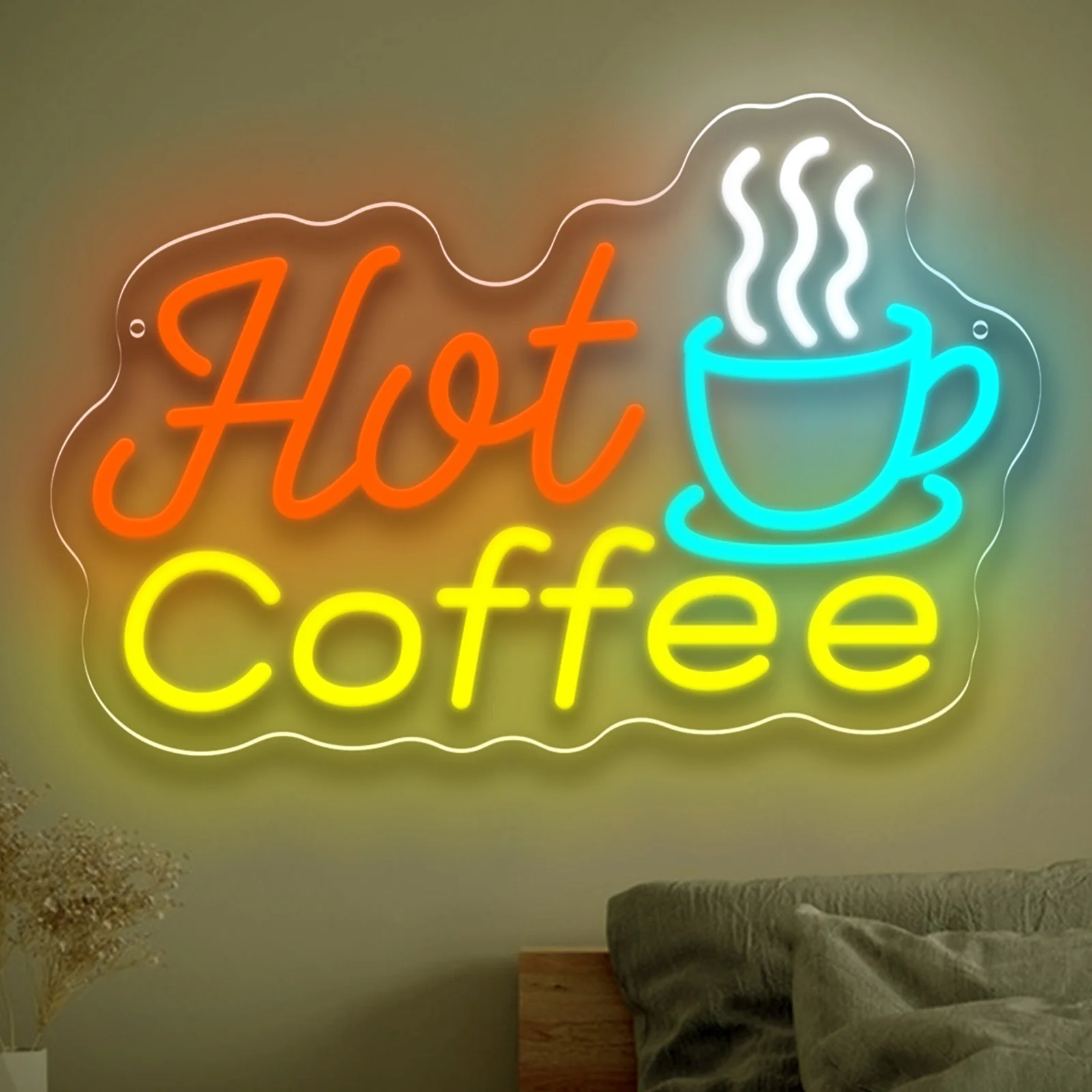  Hot Coffee LED Neon Sign USB Dimmable Neon Light Sign for Gameroom Bedroom Bar Livingroom Birthday Party Gift Wall Decor