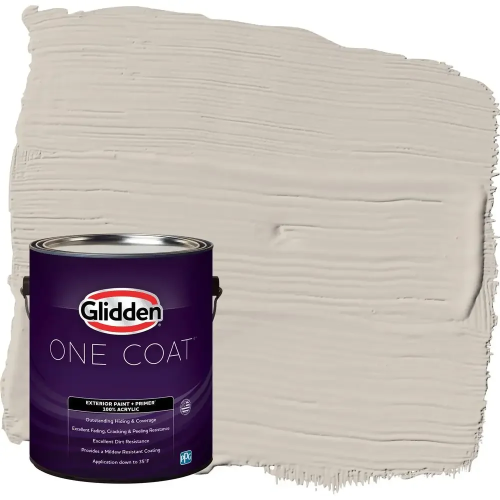 Exterior Paint Primer All-in-One UV Protection Mildew Resistant Gallon Gray Satin Flat