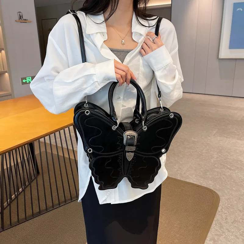 Butterfly Backpack For Women Fashion Cool Embroidered Shoulder Bag Students Large Capacity Portable Tote Bag