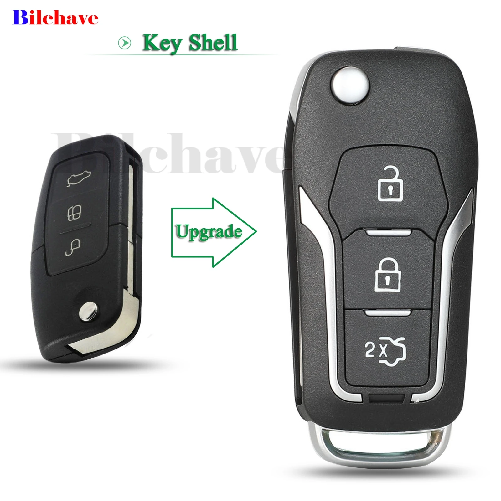 

Bilchave 3 Buttons Modified Flip Remote Control Car Key Shell For Ford Focus 2 3 Mondeo With Uncut Blade Key Case Replacement