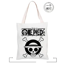 Anime One Piece Monkey Cute rufy Zoro Tote Bags Shopping Canvas Bag borse da spiaggia di grande capacità borse Shopper riutilizzabili