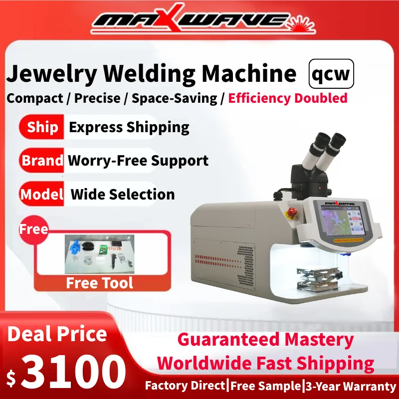 Precision QCW Jewelry Welder 60W-200W, Micro Welding Machine for Fine Chain, Setting & Inlay Work