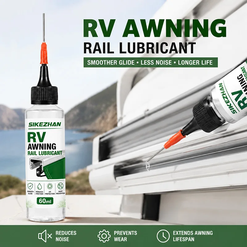 SIKEZHAN 60ml RV Awning Rail Oil, Reduces Friction Prevents Rust, Precision Needle Applicator for Camper Trailer Slide Track