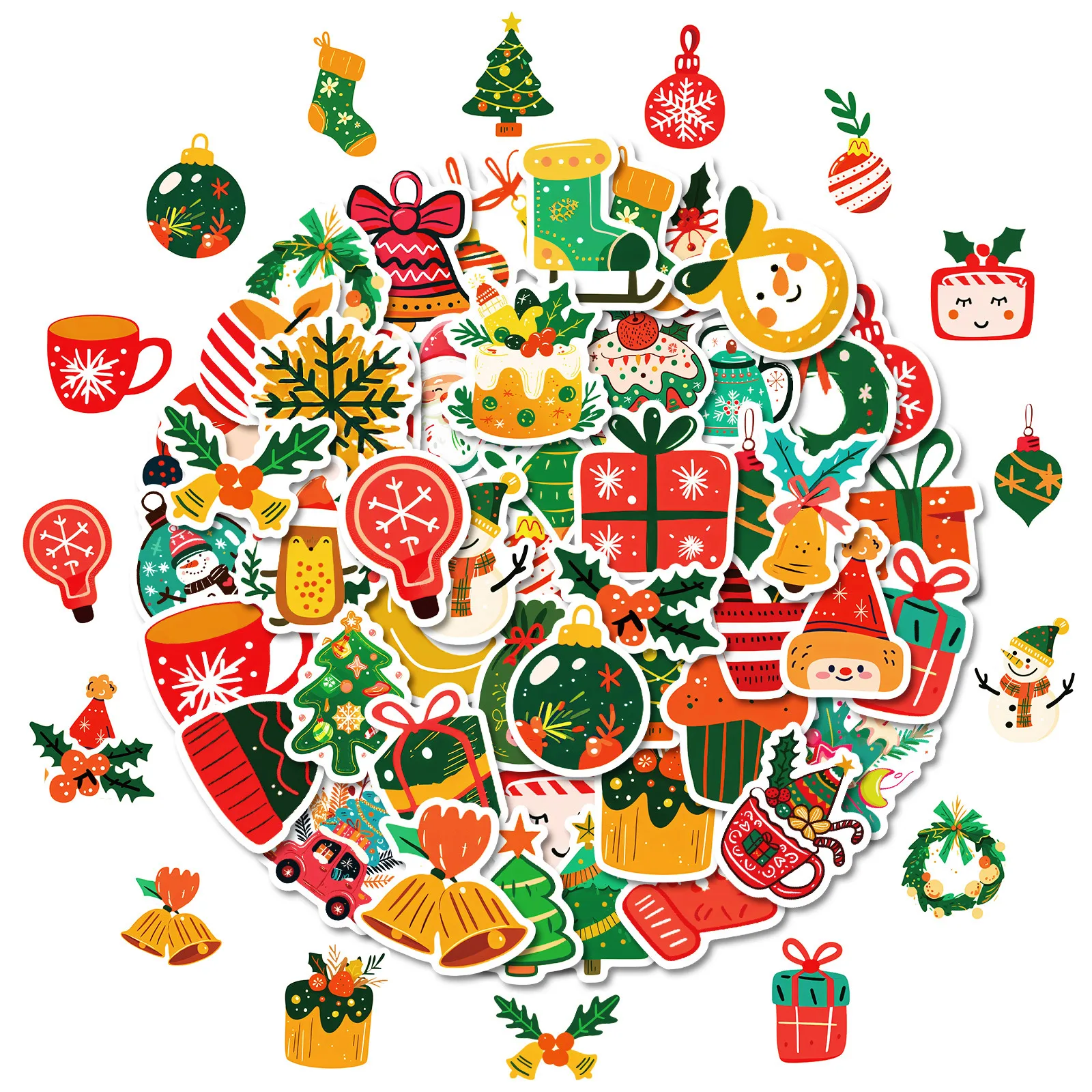 50 Stück Weihnachts-Cartoon-Aufkleber-Set, Weihnachtsmann, wasserfest, Vinyl-Aufkleber für Gepäck, Laptop, Scrapbooking, DIY-Dekoration