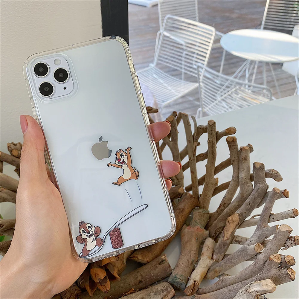 Cute Cartoon Anime Naughty Chip 'n' Dale Case for IPhone 11 12 13 14 Pro Max 7 8 Plus X XR XS Soft Transparent Tpu Back Cover