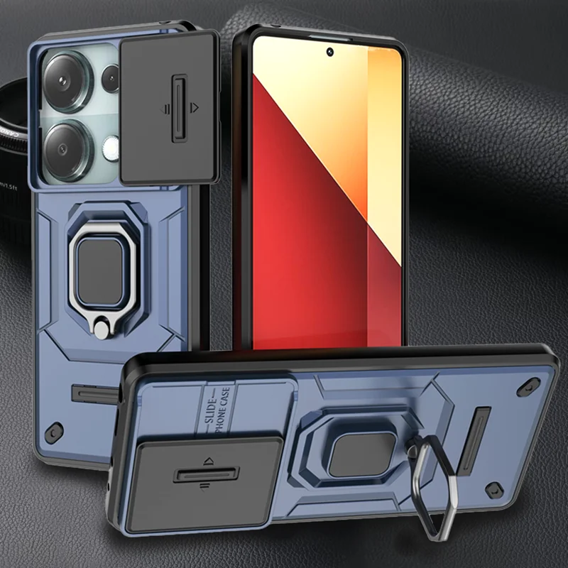 For Xiaomi Poco M6 Pro Case Camera Protection Military Shield Ring Holder Armor Cases Poco M6 Pro PocoM6 M 6 4G/5G Bumper Cover