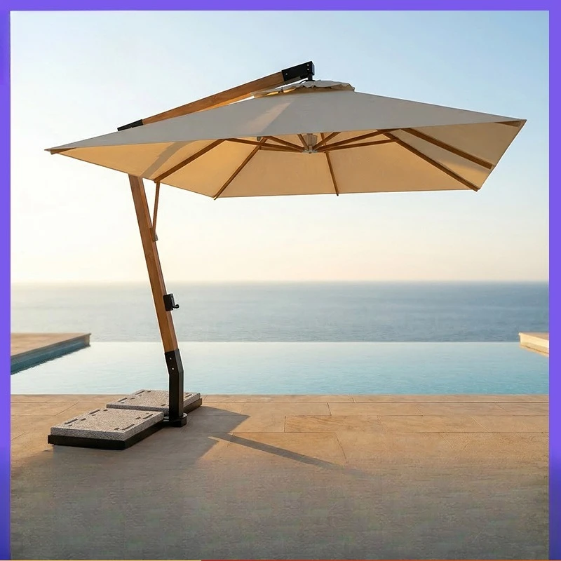 Aluminum alloy outdoor parasol Large Roman umbrella Parasol Hotel B & B Wind-resistant and UV-resistant New parasol