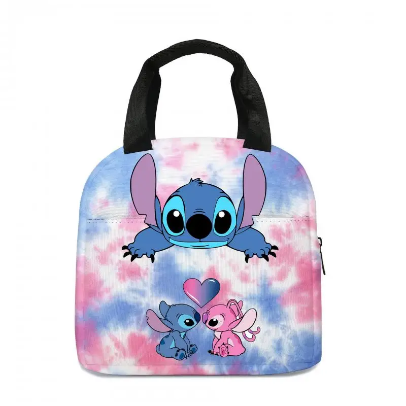 Disney Stitch Women\'s Lunch Thermal Bag Cartoon Fashion Print Large Capacity Portable Zipper Bento Bag Outdoor Lunch Thermal Bag