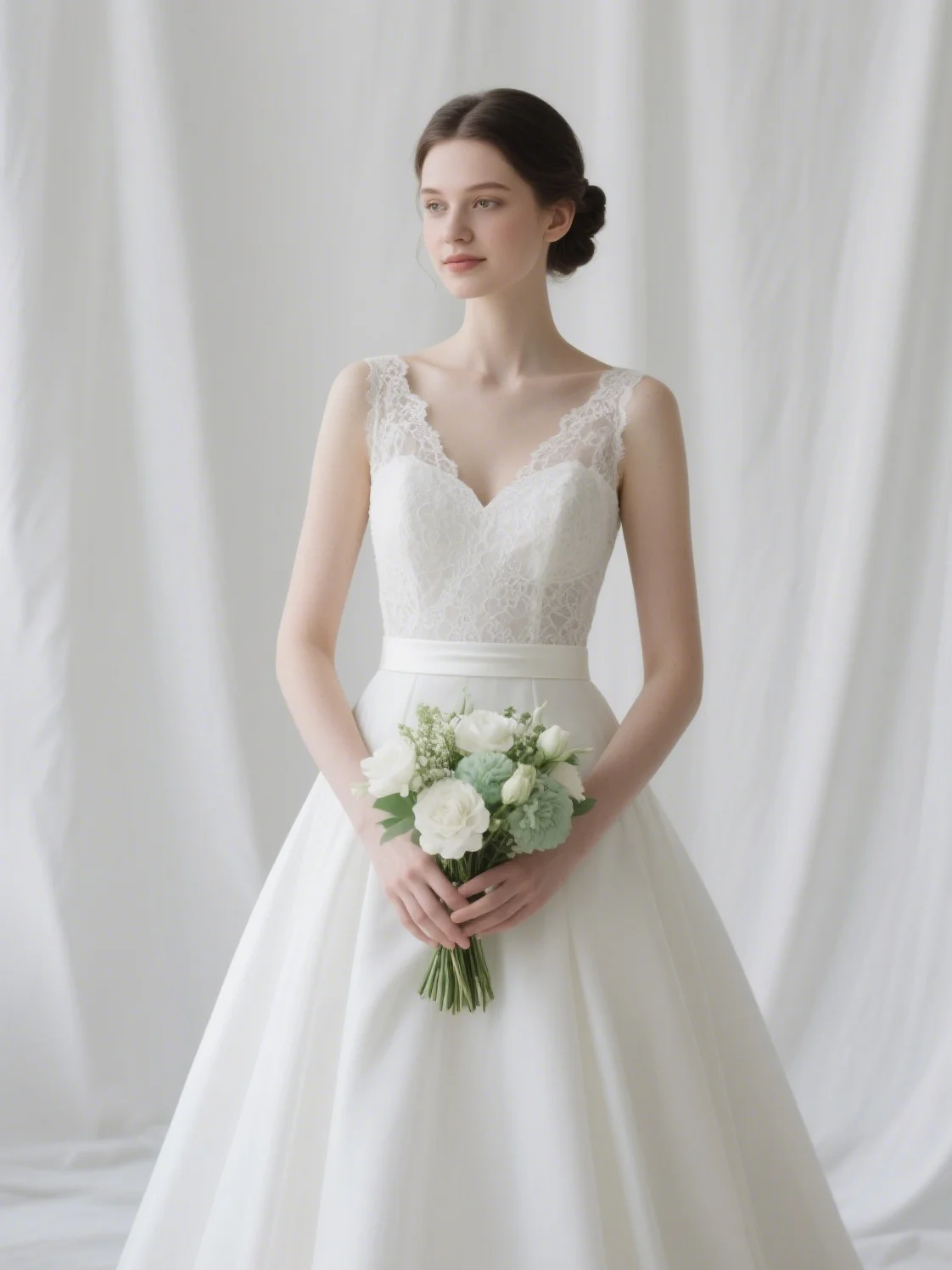 

Elegant Romance A-Line Wedding Dress Sleeveless V Neck Lace Chiffon Sash Court Train Modern Bridal Gown 2025 free customized