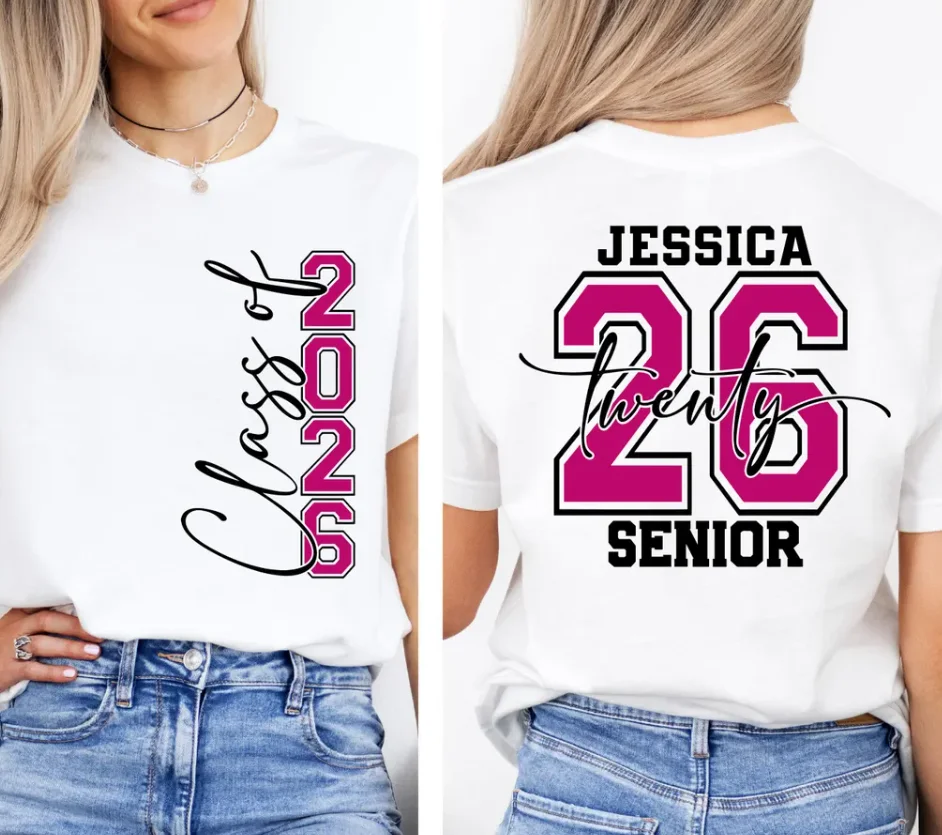 Personalized Senior 2026 Shirt Custom Class Graduation 2026 Shirt DIY Name Logo Class Gifts Shirts for Party Photo Reunion Tops