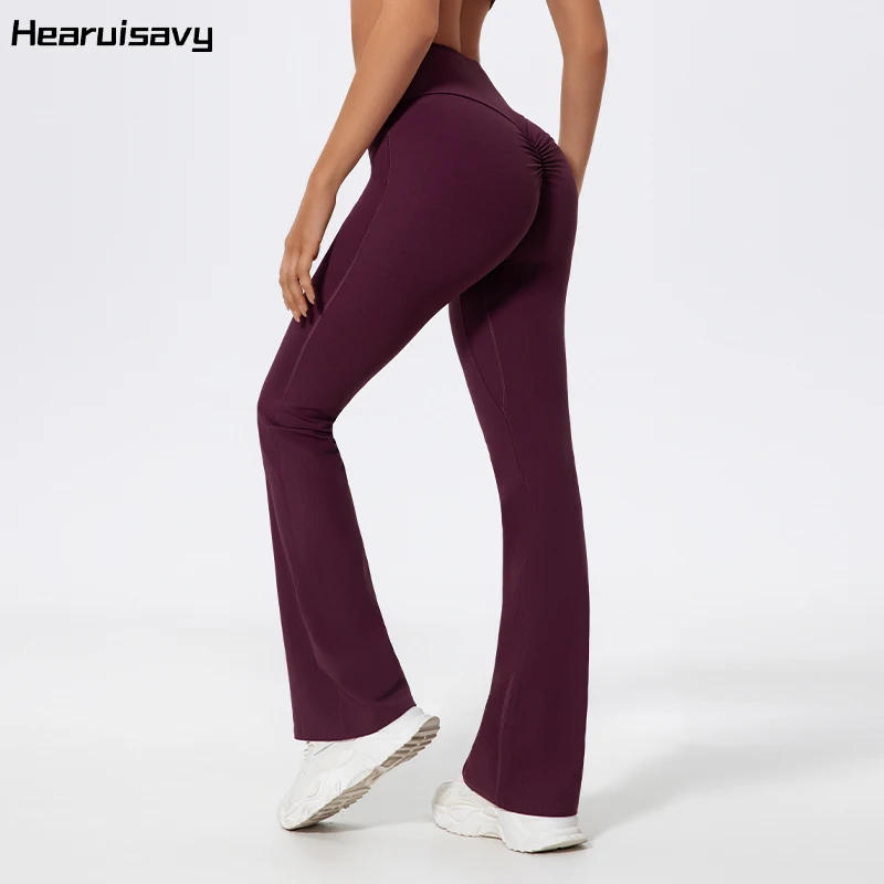 Hearuisavy High Waist Straight-Leg Sports Pants Gym Clothing Pilates Fitness Tights Naked Feeling  Wide Leg Yoga Leggings Women