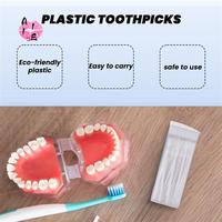 A11E-50 Pcs Plastic Toothpicks 2 Way Tooth Picks Interdental Brush Cleaners Portable Box Random Color