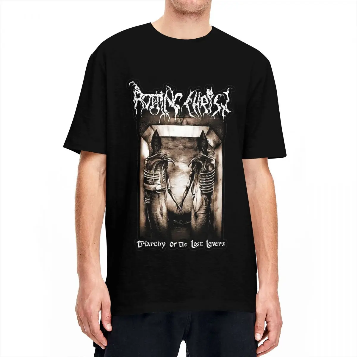 Rotting Christ Two Sarcophagus T Shirt Men Women Cotton Novelty T-Shirts Crew Neck Black Metal Band Tees Clothes Plus Size