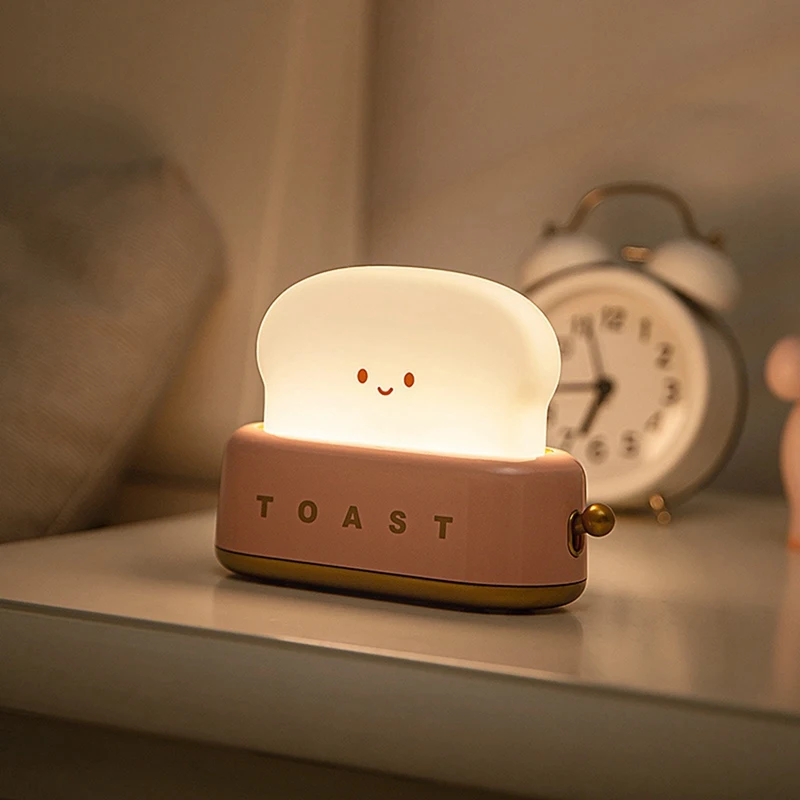 TKOH-Toast Luce notturna Tostapane Luce da tavolo Luce notturna per bambini Lampada da comodino per camera da letto carina
