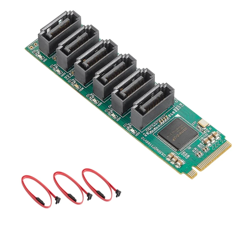 

M.2 To 6 Port SATA3.0 6G Expansion Card M Key NVME Expansion Card NAS Hard Drive Expansion Transfer Card