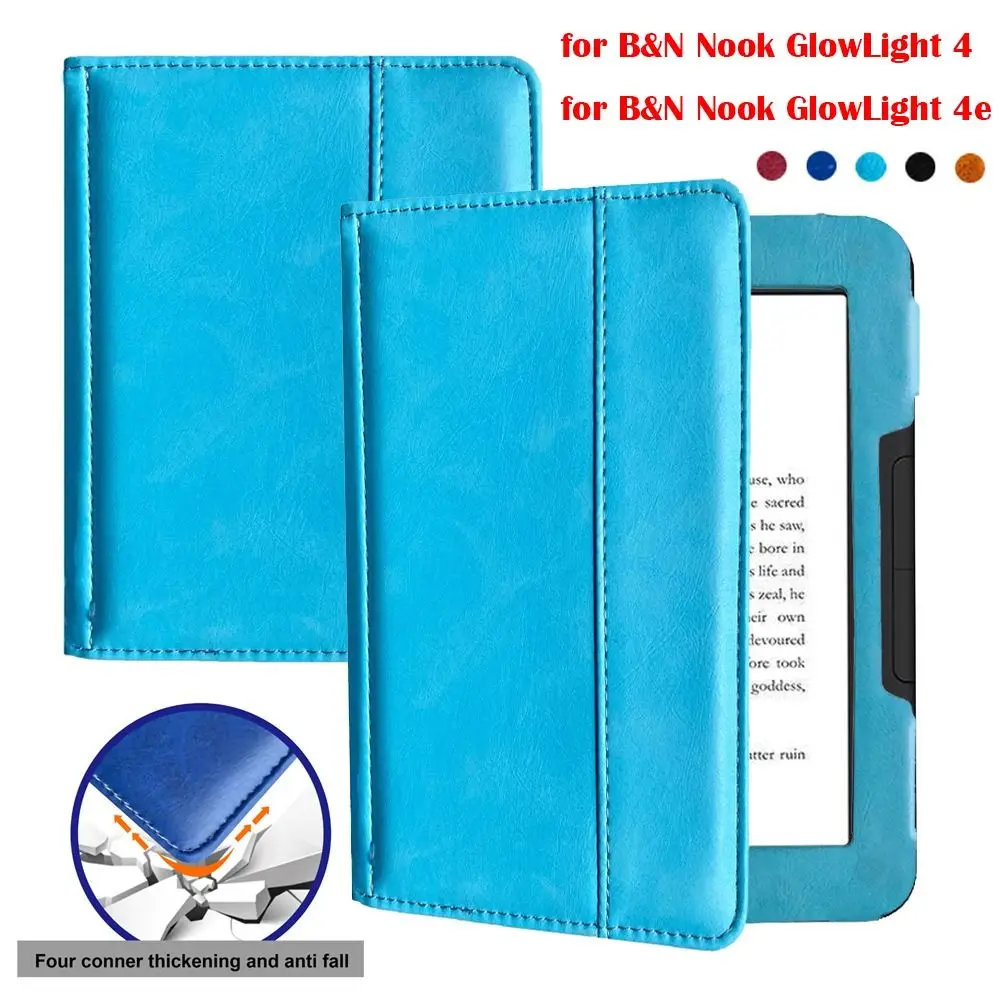 PU Leather 6 inch e-Reader Cover Shockproof Retro Full Protective Shell Ultra Slim BNRV1000 Flip Funda for B&N Nook GlowLight 4e